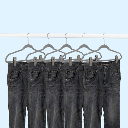 Grey Velvet Clips for Velvet Hangers - 20 PCS Non Slip Clips for Slim Velvet Hangers, Clothes-pins for Grey Hangers