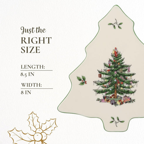 Spode Christmas Tree Trivet - 8" Heat Resistant Porcelain Holiday Tabletop Protector, Dishwasher Safe