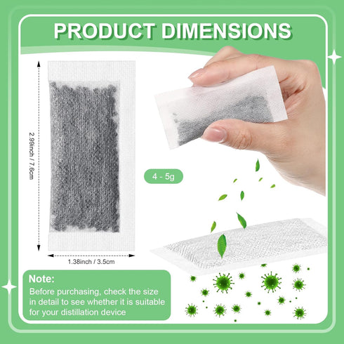24 Packs Replacement Activated Charcoal Distiller Filters Coconut Shell Activated Carbon Filter Sachets Compatible with Countertop Water Distiller Models