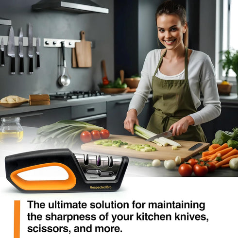 Premium-Ceramic-Knife-Sharpener, Versatile Kitchen Knife Sharpener Tool, Ideal for All Knives, Safe & Easy to Use