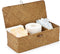 Sumnacon Small Woven Basket for Shelf, Seagrass Storage Basket with Lid for Toiletry, Rectangular, Caramel