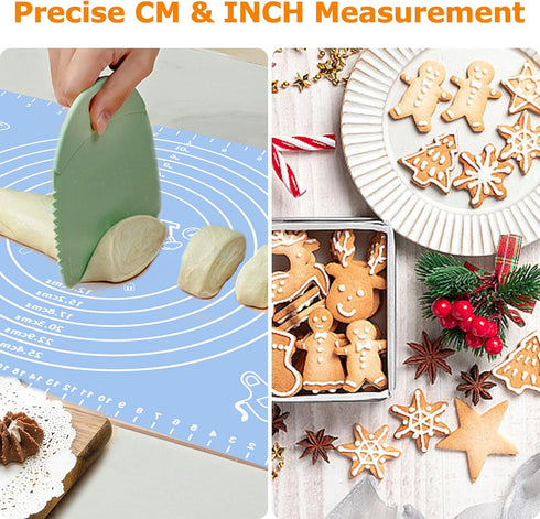 Silicone Pastry Mat for Baking, Non Stick Dough Rolling Mat with Measurement, 11.81 x 15.74 Inch