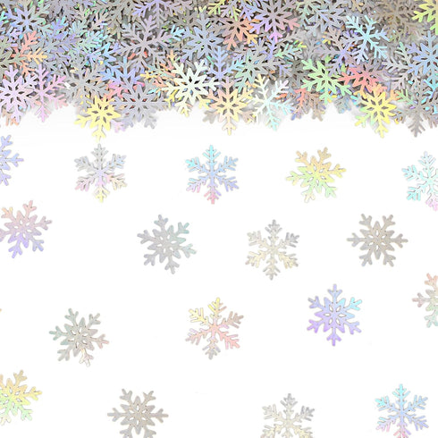 Vofrise 200PC Iridescent Snowflakes Confetti for Winter Wonderland Party Decorations Snowflake Table Scatter