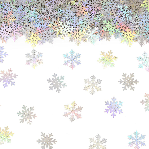 Vofrise 200PC Iridescent Snowflakes Confetti for Winter Wonderland Party Decorations Snowflake Table Scatter