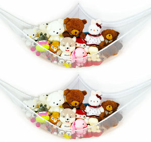 Jumbo Stuffed Animal Hammock Net, 85x63x63 in, Corner Toy Storage for Teddy Bears (2 Pack)