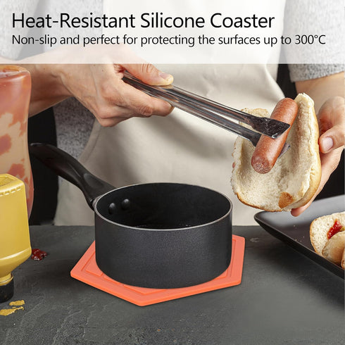 Trivet Mat Set of 3, Silicone Pot Holder, Hot Pads for Pots and Pans (Red Coral)