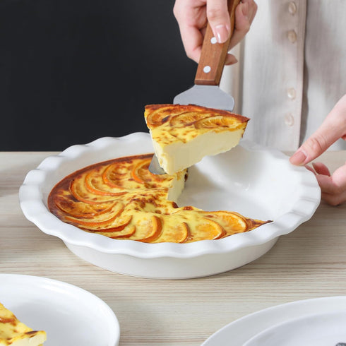 MALACASA 9 Inch Ceramic Pie Pan for Baking, 40 OZ Round Pie Dish, Non Stick Deep Dish for Quiche, Apple Pies