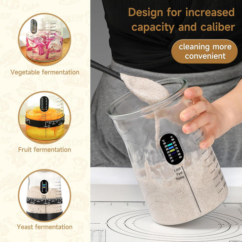 Sourdough Starter Kit - 50 Oz Wide Bore Jar, Thermometer, Feeding Band for Perfect Sourdough Baking Supplies