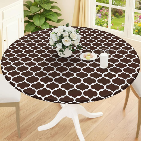 Smiry Round Picnic Tablecloth, Waterproof Elastic Fitted Table Covers for 36" -