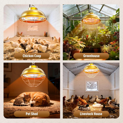 Micosong 300 Bulb 2 Watt Heat Lamp for Chicken Coop, Hanging Chicken Coop Heater, Carbon Fiber Waterproof Coop Heater