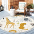 MBZPBDBAPY 4 Round Boho Area Rug Cute Animals Lion cub Leopard Giraffe Elephant Koala White Carpet with Tassels