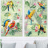 decalmile Tropical Parrots on Branch Window Clings Birds Flowers Palm Leaves Window Decals Anti-Collision Glass Window Doors Window Stickers