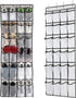 Over The Door Shoe Organizer with 24 Mesh Large Pockets, Hanging Shoe Rack for Men Women Kids, 58x21 Inch