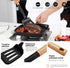 NCUE Kitchen Utensils Set, Large Non-stick Silicone Cooking Utensils Set 6 Pcs, Wooden Handle Heat Resistance Silicone Spatula Soup Ladle Pasta Server Kitchen Gadgets Utensils Set BPA Free (Black) by NCUE