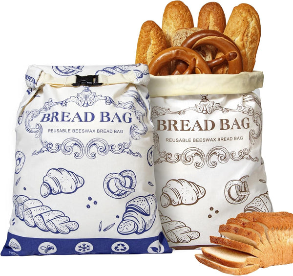 Stnopw 2 Pack Bread Bag for Homemade Bread,17x12 Reusable Beewax Food Storage Bags