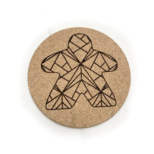 Meeple Board Game Coasters with Modern Facets Engraved (Set of 4)