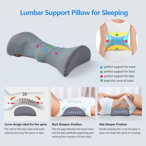 Cozyhealth Lumbar Support Pillow for Sleeping, Heated Lower Back Pillow with Graphene Heating for Lower Back Pain