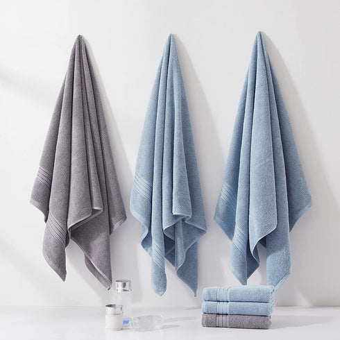 COZYART 35x70 650GSM Light Blue Oversized Bath Sheet for Bathroom Cotton Body Shower Towel Soft Absorbent Durable Extra
