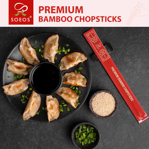 Soeos Disposable Chopsticks, Approx. 100 Sets, Individually Wrapped Wooden Chopsticks for Sushi & Asian Dishes