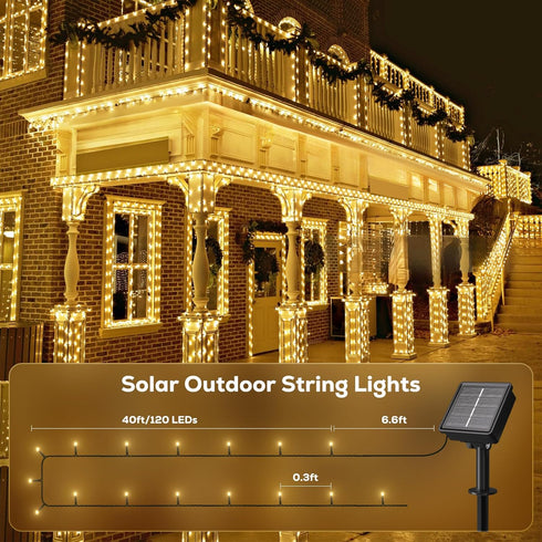 1 Pack 46 120 8 Solar String Lights Outdoor, FT LED Solar Tree Lights Waterproof with Lighting Modes, Outdoor Solar