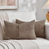 Fancy Homi Set of 2, Light Brown Patchwork Corduroy Decorative Soft Striped Modern Accent