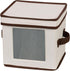 Household Essentials 534 Dinnerware Storage Box, Lid and Handles, Chest for Salad Plates, Natural Canvas with Brown Trim