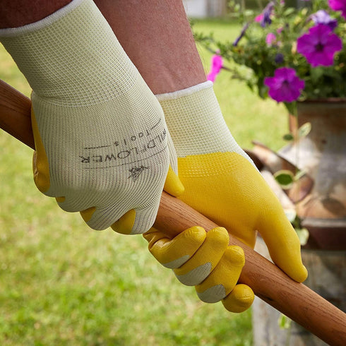 Yellow Nitrile Coating Gardening and Work Gloves for Men and Women (Medium)