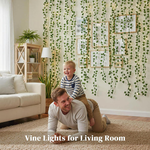 300 DomeStar Vines with Light for Bedroom, LED Fairy Lights with Vines, Curtain String Lights with Remote for Dorm