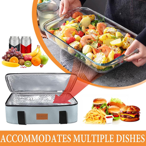 Cooklux 9x13 Insulated Casserole Carrier - Single Layer Design, Food Warmer Bag for Hot&Cold Food Travel, Fits