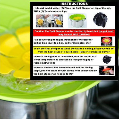PureGenius Boil Over Spill Stopper Lid Cover, 10.2 inch (Green) Kitchen Tool for Pots Pans Lid Boil Over Prevention