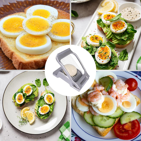 Egg Slicer for Hard Boiled Eggs Egg Cutter Strawberry Slicer Heavy Duty Aluminium Tomato Slicer Stainless Steel Wire