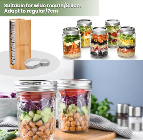 Mason Jar Lid Organizer (2pcs), Bamboo Storage for Mason/Canning Lids, Stackable and Steady Design