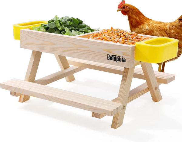 Boulphia Chicken Feeders and Waterers, Chicken Feeder No Waste Kit with Picnic