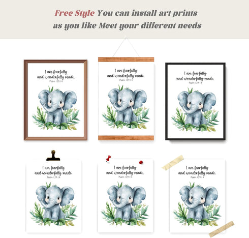 LARTSFRO Set 4, 12x16 Inch, Woodland Animal Bible Verse Wall Art Prints, of Unframed, Nursery Room Decor