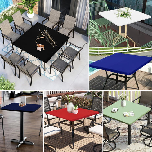 4 Pack 36 36 Inches Elastic Square Fitted Tablecloths for x Card Tables Waterproof Stretch Washable Patio Picnic Table