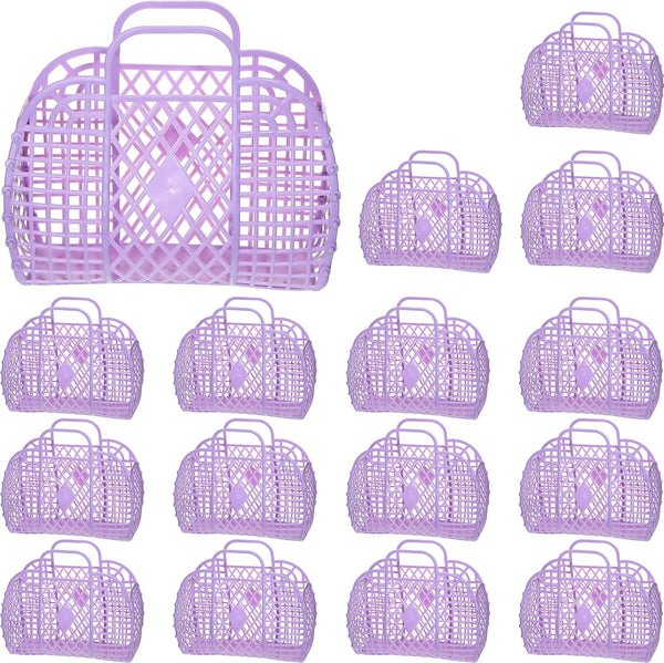 Hsei 16 Pcs Girls Jelly Purse Bags Easter Basket Reusable Jelly Beach Bag