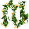 AirSun Artificial Morning Glory Flower Vines, 2pcs 15Feet Silk Garland for Home Garden Decor
