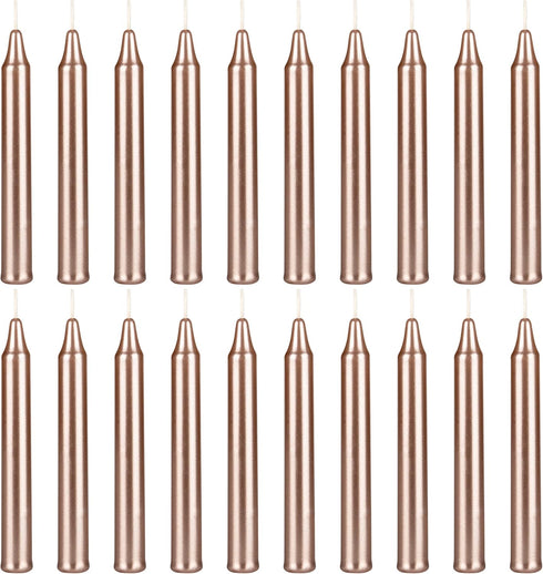 Mega Candles 20 pcs Unscented Mini Taper Candles, 4 Inch Tall Rose Gold for Magic Chimes and Rituals