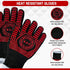 Red BBQ Gloves, 1472°F Heat Resistant, 13.4-Inch Non-Slip Silicone Kitchen Safety Gloves for Cooking and Grilling