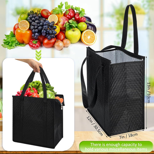 Locmeo 10 Pack 13 12 7 Inch Large Insulated Grocery Bags Reusable Shopping Bags with Zippered Top x x Thermal Cooler