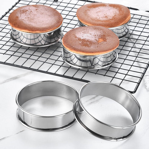 8 Pack 4 Inch Stainless Steel English Muffin Rings, Double Rolled Tart Rings for Baking Pastry Cooking