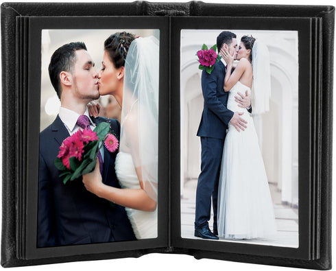 Neil Enterprises Inc. Black Leather Self-Stick Photo Album, 2.5" x 3.5", Holds 10 Photos