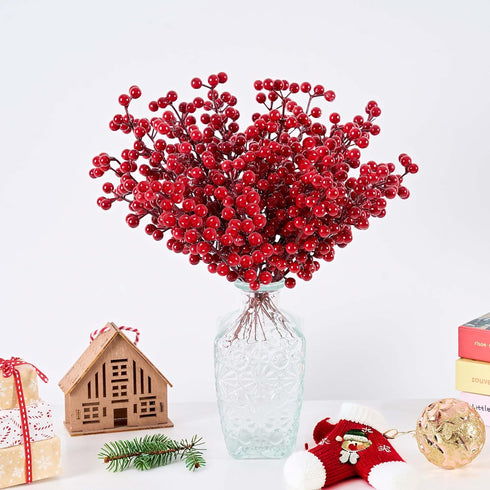 36 Pack 8.5 Inch zjlmit Christmas Tree Decorations Artificial Red Berry Stems Christmas Berry Picks with Holly Berries