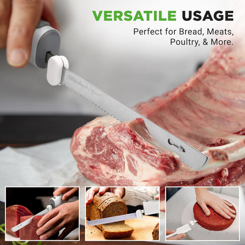 NutriChef Cordless Electric Knife | Lightweight with Contoured Grip Handle | Carve Turkey, Meats, Bread, Cheese & More