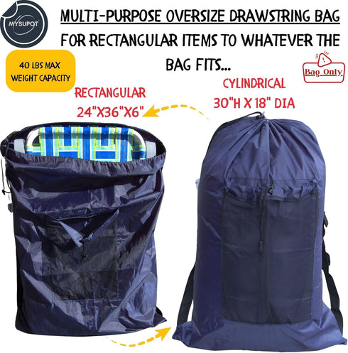 36"x24"x6") 420D NAVY BLUE (Large Beach Chair Bag. For Tent, Camping Mattress, Recliner, Dog Bed, Director & Lounge