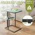 Katrawu C Shaped End Side Table, Couch Sofa Table for Small Space, Snack Table with Metal Frame, TV Tray Table for Bed