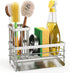 Cisily Sink Caddy Sponge Holder for Kitchen with Brush Holder and Stainless Steel Self Drain Tray, Rustproof Kitchen