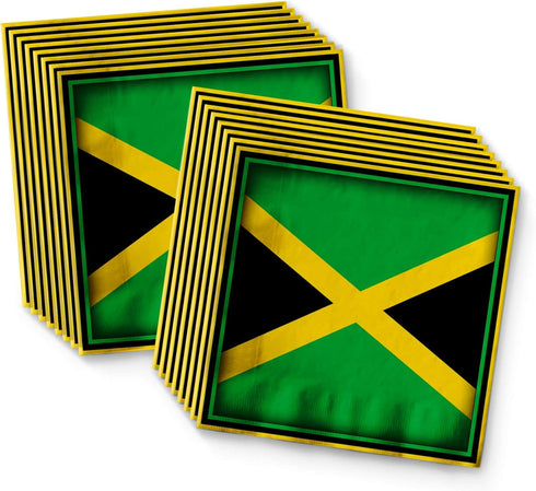 Jamaican Flag Birthday Party Supplies Set, Plates, Napkins, Cups for 16, Tableware Kit