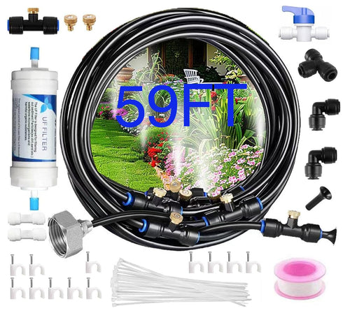 Misters for Outside Patio with Water Filter - Upgraded Brass Adapter (3/4")