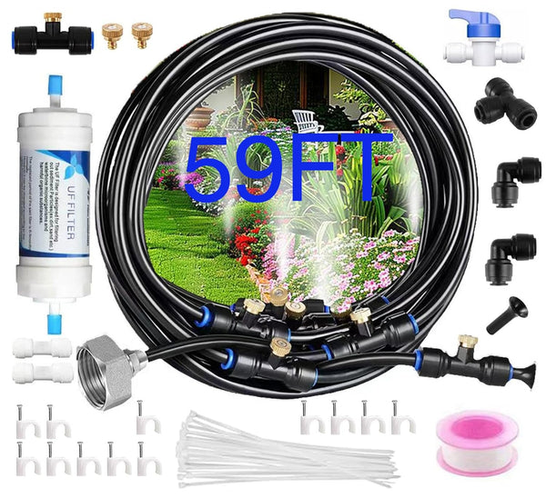 Misters for Outside Patio with Water Filter - Upgraded Brass Adapter (3/4")